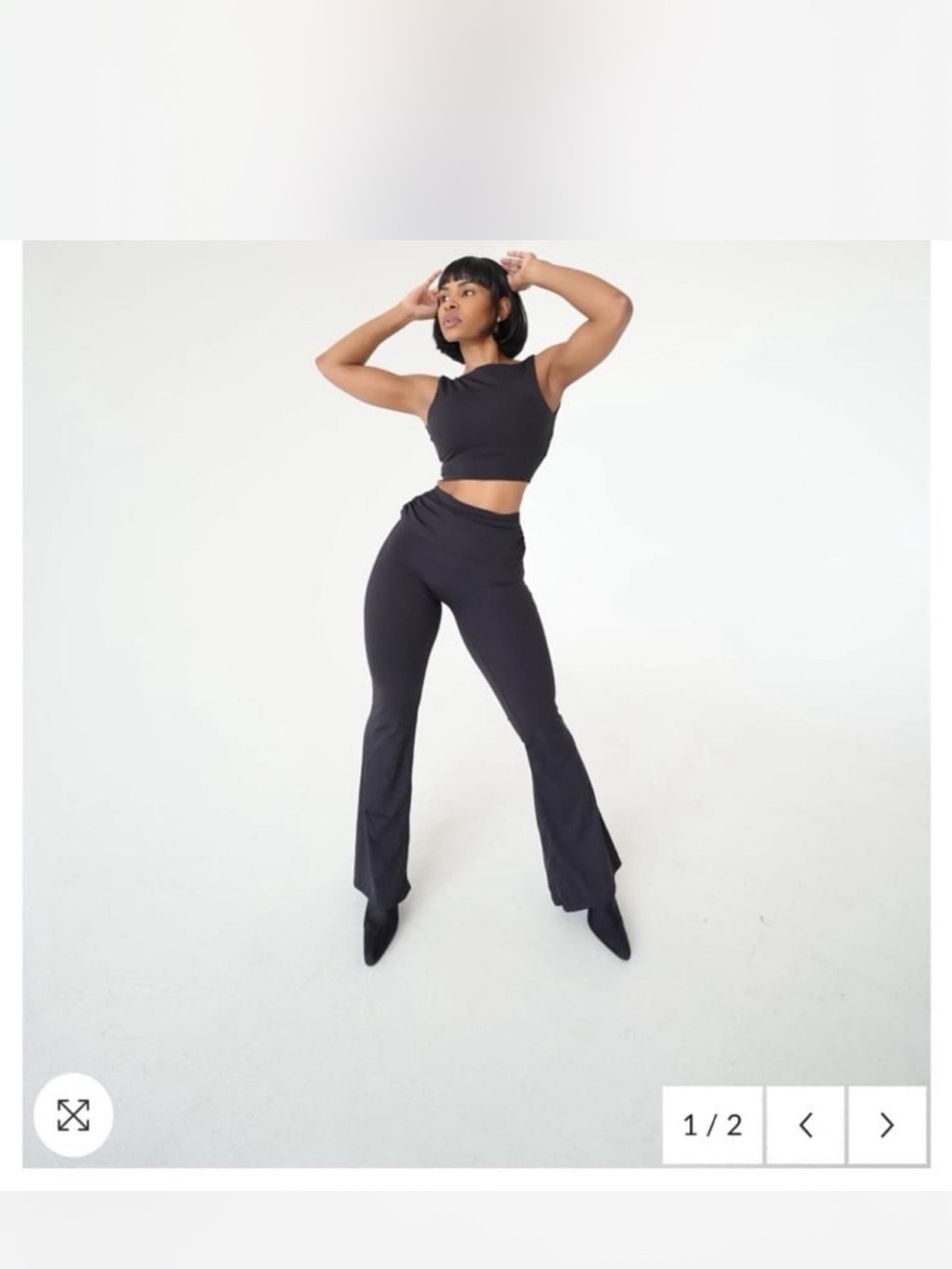 By Neeks foldover Flare Pants in Black